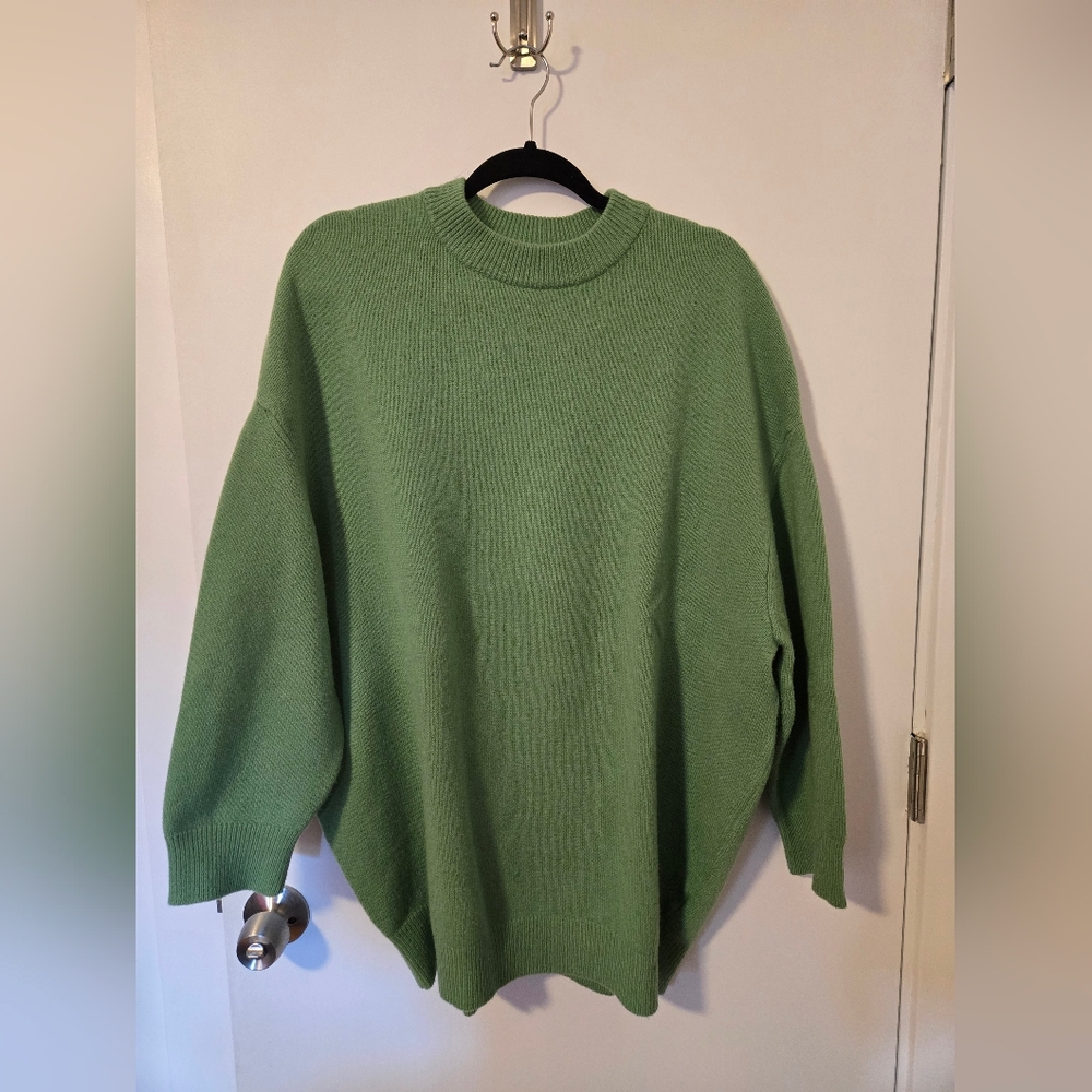 Tibi Airy Extrafine Wool Circular Origami Pullover in Powdery Green